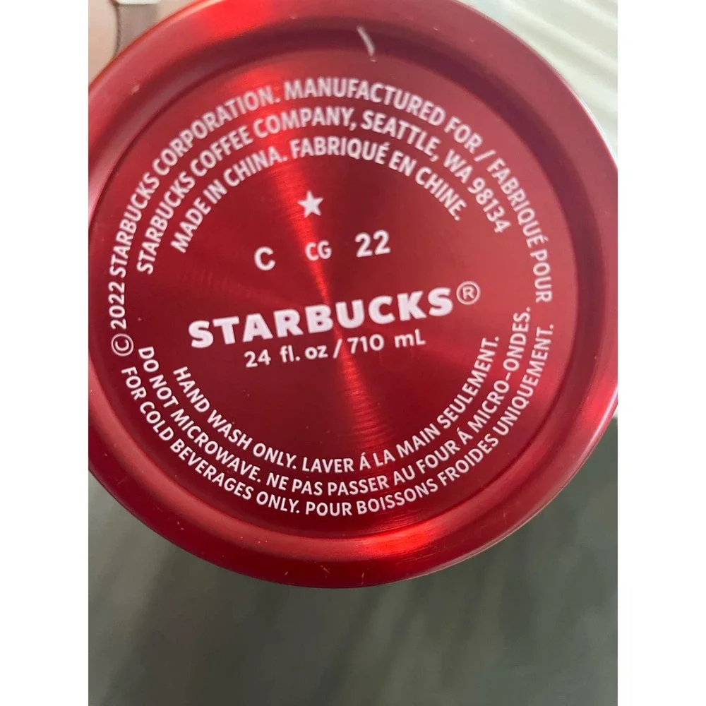 Starbucks Candy Textured Stainless Steel Cold Cup Tumbler 24 Ounce Cherry Red